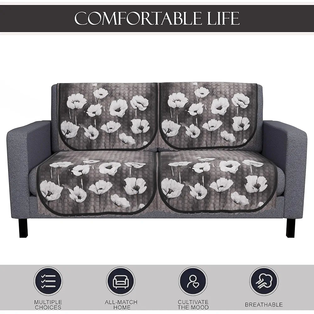 Kuber Industries Set of 4 Durable 2 Seater Sofa Cover for Living Room | Easy Machine Washable Sofe ke cover for Protection & Comfort for Home Furniture | Lotus Print - Green